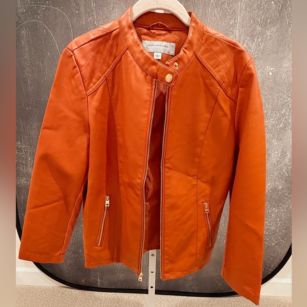 Marc New York Faux Orange Leather Moto Jacket - NWOT. - Picture 8 of 12